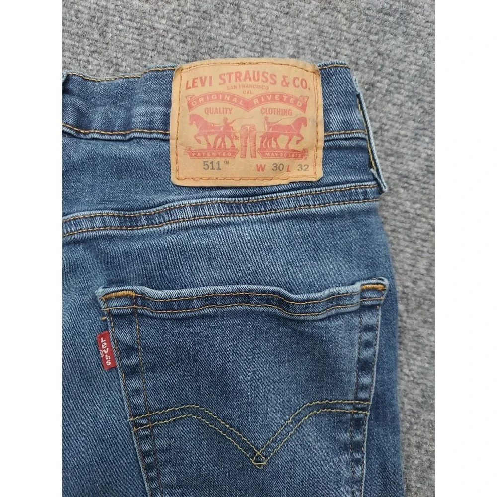 Levis 511 Jeans Mens 30x32 Blue Denim Stretch Slim Straight Leg READ